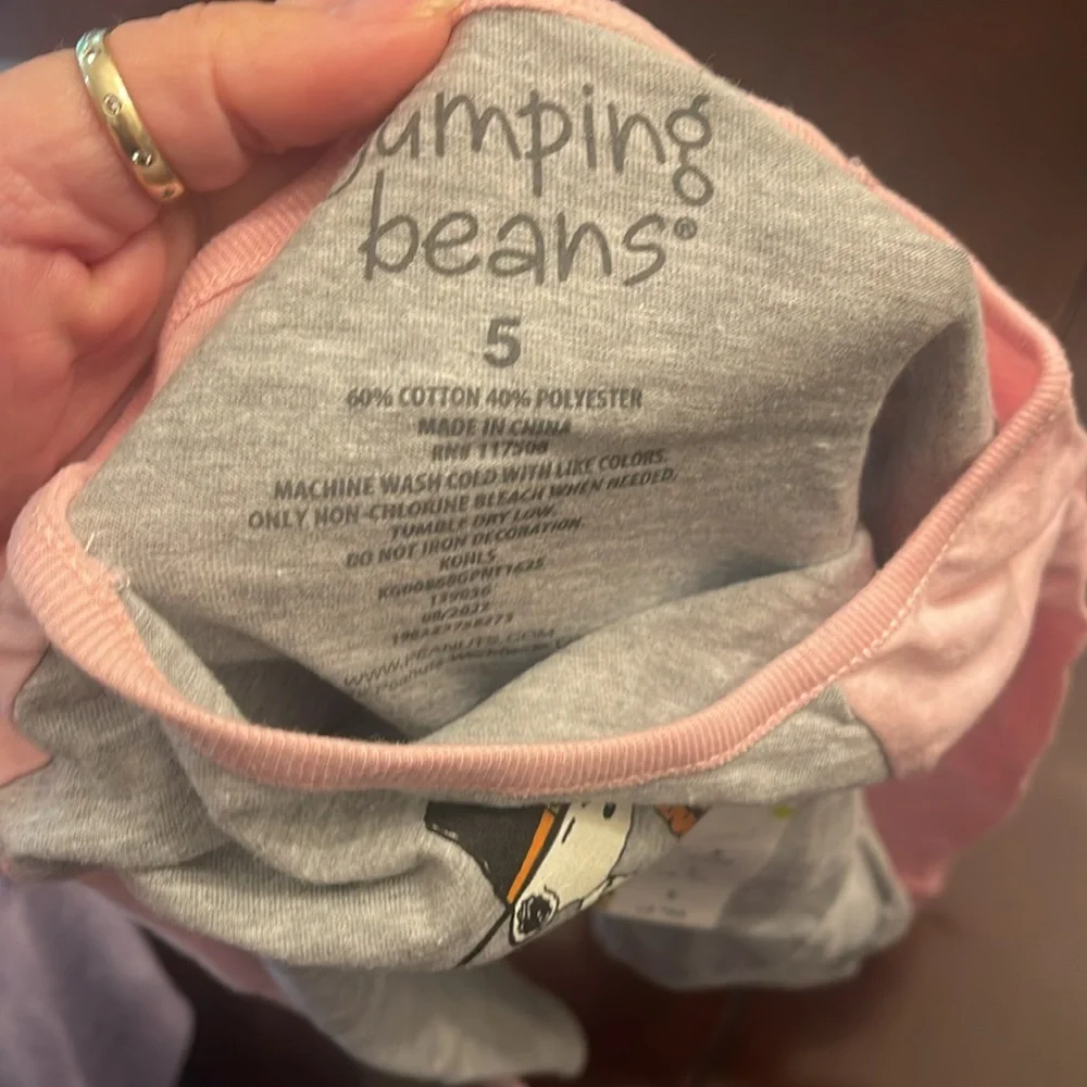 NIP jumping beans snoopy peanuts be thankful Thanksgiving shirt girls 5